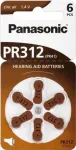 Kuuldeaparaatide patareid Panasonic PR 312 tsink-&otilde;hk 170 mAh &mdash; 6 tk pakend
