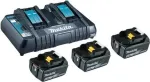 Makita DC18RD - akulaadija + aku 3 x - Li-Ion - 5 Ah - 2 x aku laadimine