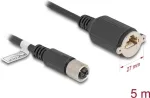 V&otilde;rgukaabel DeLOCK M12 X-kodeeritud 8-kontaktiline emane RJ45-le Cat.6A 5 m must
