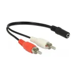 DeLOCK 85806 helikaabel 2x RCA pistik &ndash; 3,5 mm stereo pesa, 0,2 m, must