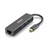 USB USB-C&ndash;RJ-45 Etherneti adapter 3 USB Type-A pordiga CHOETECH HUB-U02BK