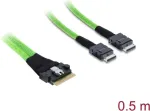 Sisemine PCIe 4.0 kaabel DELOCK &otilde;huke SAS SFF-8654 8i kuni 2&times; OCuLink SFF-8611 4i 0.5 m