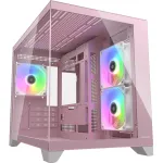 Mini Tower PC Case Cougar FV150 ARGB &mdash; roosa, toetab 2x 120/140 mm k&uuml;lgventilaatoreid, 1x 120 mm tagaventilaatorit, 2.5 tolli/3.5 tolli HDD, 285&times;435&times;365 mm