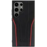 Audi ehtne nahast MagSafe &uuml;mbris Samsung Galaxy S24 Ultra jaoks, must-punane, R8 inspireeritud k&otilde;va&uuml;mbris