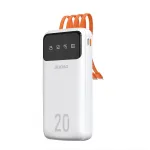 Dudao K6Pro+ Power Bank 20000mAh 4 sisseehitatud kaabliga USB-C, Micro USB, Lightning, USB-A (sisend) - Valge