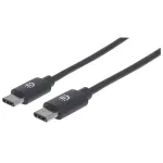 Manhattan USB-C to USB-C kaabel, 3 m, isane-isane, must, 480 Mbps (USB 2.0), Hi-Speed USB, eluaegne garantii, samav&auml;&auml;rne tootega USB2CC3M
