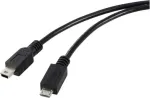 Renkforce USB 2.0 kaabel Micro-USB - Mini-USB, 0,5 m, must