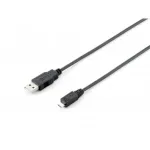 Equip USB 2.0 Type A to Micro-B kaabel, 1.0m, Must, 1 m, USB A, Micro-USB B, USB 2.0, Male/Male, Must