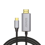 SAVIO CL-171 USB-C&ndash;HDMI 2.0b kaabel, 2 m, vask, h&otilde;bedane/must