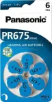 Panasonic PR675 (PR44) kuuldeaparaadi patareid, tsink-&otilde;hk, 605 mAh, 6 tk