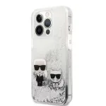 Karl Lagerfeld Apple iPhone 13 Pro Liquid Glitter Choupette Case Silver