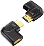 UNITEK Flat Angled 8K HDMI Adapter 90&deg; and 270&deg; (2-Pack) - Black