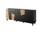 Kummut cama meble ETNA 200x42x82 cm, must matt tamme k&auml;sit&ouml;&ouml;aktsentidega, puitlaastplaat