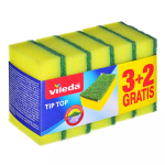 K&auml;snnuustik VILEDA Tip-Top pakendis 5 tk, ristk&uuml;likukujulised kiudpadjad 70&times;90&times;30 mm, kollane