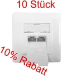IT-BUDGET SPAR-PACK: 10 x Cat.6A andmev&auml;ljund, 2 x RJ45 porti, varjestatud, horisontaalne kaabli sisestus, PoE+ v&otilde;imeline, valge (ZAA90ITBDDSW)