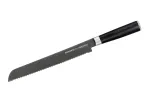SAMURA Harakiri leivanuga 230 mm Stonewash AUS-8 terasest lainelise servaga must ABS k&auml;epide