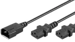Microconnect PE061318 toitekaabel must 1,8 m C14 pistik 2 x C13 pistik
