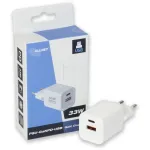 ALLNET toiteadapter PSU-GaNPD-USB-1A1C-33W &mdash; 33W USB-C PD ja USB-A QC laadija, EU pistik