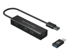 Conceptronic 4-pordiline USB 3.0 alumiiniumist jaotur koos USB-C - USB-A adapteriga