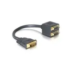DVI-adapter DeLOCK DVI25 M kuni 2x DVI25 F 0,2 m Must