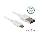 USB-kaabel DeLOCK 84808 USB 2.0 2 m USB A Micro-USB B Valge
