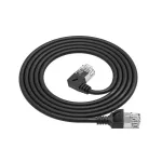 ACT Must 5 m U/FTP CAT6A LSZH Slimline &uuml;henduskaabel RJ45 pistikutega, 90&deg; vasaknurkne sirgeks