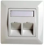 RJ45 Adapteri Raam Cat.5e Teleg&auml;rtner H02010A0040 45&deg; Kahekordne 80x80 mm Alpine White