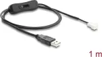 Delock USB 2.0 Type-A Isane 3-kontaktilisele ventilaatori toitekaablile l&uuml;litiga 1 m (91233)
