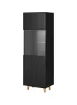 Vitriinkapp Cama Meble PAFOS 60x40x182 cm matt must &mdash; p&otilde;randal seisev seina&auml;&auml;rne hoiustusseade