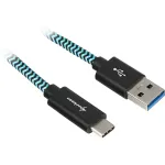 USB 3.2 Gen 2 kaabel, USB-A pistik > USB-C pistik (must/helesinine, 1 meeter, &uuml;mbrisega)