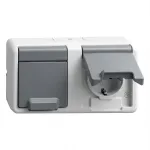 Socket outlet (Schuko) Gira 478130 &mdash; 2-fold horizontal surface-mounted, gray