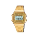 Casio A168WG-9WDF Vintage Unisex Digital Watch with Stainless Steel Band, Gold
