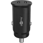 GOOBAY Dual-USB-C PD Auto Fast Charger (Power Delivery), Black - 30W (12/24V) Suitable for Devices with USB-C