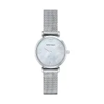 Armani AR1955 Naiste Kvartskell 32mm Roostevabast Terasest Korpuse Valge Siibriga Pruun Nahkrihm