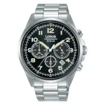 Lorus Men's Quartz Chronograph Watch RT303KX9 - 43mm Stainless Steel, Black Dial