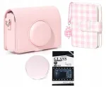LOVEINSTANT 4-in-1 komplekt: &uuml;mbris, fotoalbum, LCD-ekraanikaitse, objektiivikaas Fujifilm Instax Mini Evo jaoks - roosa