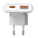 Akyga AK-CH-31 &otilde;huke GaN USB-laadija 65 W, USB-C PD + USB-A, valge