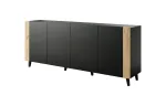Kummut cama meble FARO KOM200 CZ &mdash; 2000&times;420&times;820 mm, matt must raam, tammepuidust esipaneelid