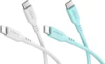 WENTRONIC Goobay Crystal Lagoon komplekt 2x USB-C silikoonkaablit, 1,5 m, valge ja t&uuml;rkiissinine (81259)