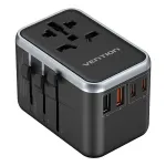 Vention 65 W GaN reisiadapter ja laadija, 2x USB-A 2x USB-C, must
