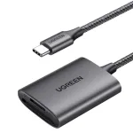 Ugreen CM401 USB-C SD/microSD m&auml;lukaardilugeja, 5 Gb/s, USB 3.1, MMC Micro, alumiinium, hall