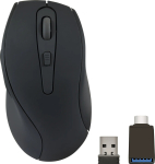 Speedlink AXON SL-630004-RRBK juhtmeta hiir, vaikne, antibakteriaalne, laetav, paremak&auml;elistele, optiline, 5 nuppu, 2,4 GHz, USB-A/USB-C, kummeeritud must