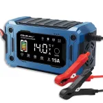 Nutikas 12V 15A laadija QOLTEC mikroprotsessori ja LCD-ga &mdash; AGM, GEL, SLA, EFB, LiFePO4 akudele
