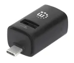 Manhattan USB-C 3-pordiline jaotur, &Uuml;LIKOMPAKTNE, 3x USB-A porti (1x 5 Gbps USB 3.2 Gen1 ehk USB 3.0, 3 x 480 Mbps USB 2.0), USB-toitega (v&auml;list toiteallikat pole vaja)