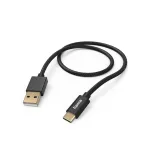 Hama Fabric USB-kaabel USB 2.0 1,5 m USB A USB C Must