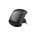 USB laadimisadapter 230V 2x USB (2A) - reisilaadija (must kummeeritud)