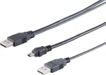 USB-Y-kaabel ShiverPeaks 77150 &mdash; 2&times; USB-A USB-B Mini (5‑kontakt) toitekaablile