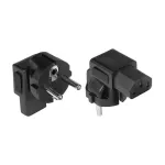 toiteadapter maandatud pistik-pistik t&uuml;&uuml;p E+F (CEE 7/7) IEC seadmepesaga C13, nurgeline, must (PA-0133S)