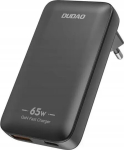 Toiteadapter Dudao A65Q 65W GaN reisilaadija USB-A / USB-C PD &uuml;li&otilde;huke EL/US must