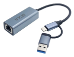 USB-jaotur Inca IUTP-01TX Type-A USB-C Gigabit Ethernet sinine